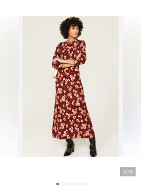 The Kooples Red and Yellow Floral Long Sleeve Dress